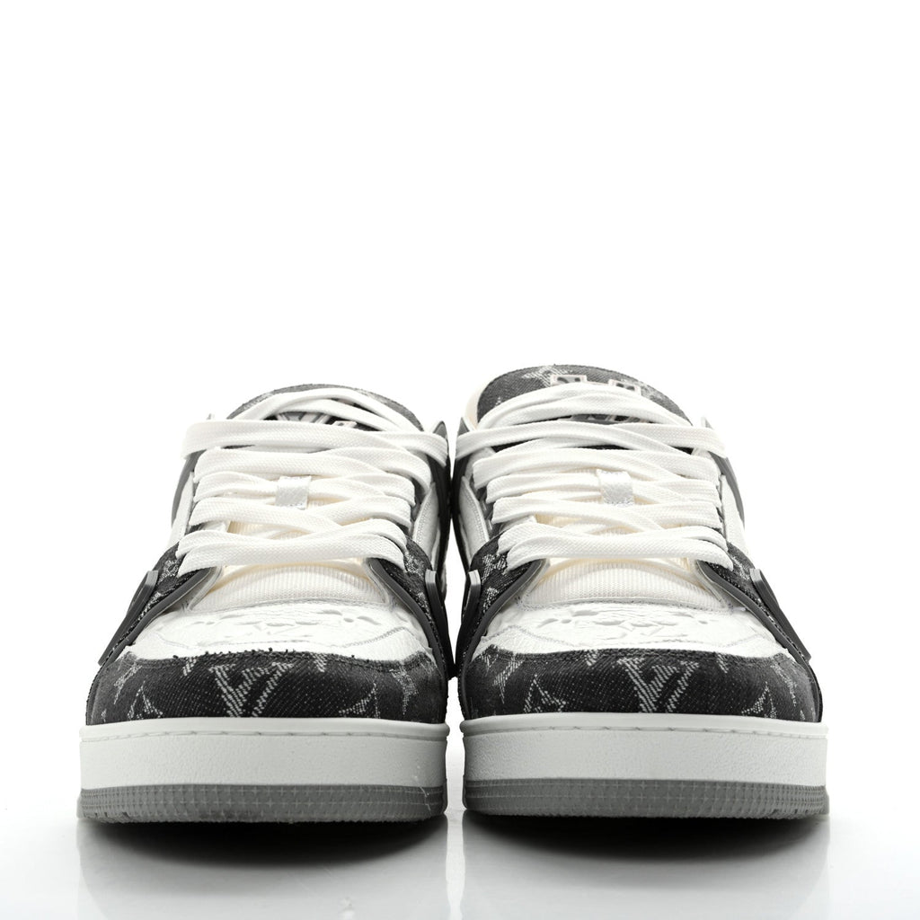 Calfskin Embossed Monogram Denim Mens LV Trainer Sneakers 11 Grey £¨ Direct shipment via from wholesalehk.shop