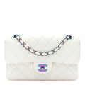 Caviar Quilted Rainbow CC Small Double Flap White wholesalehk.shop