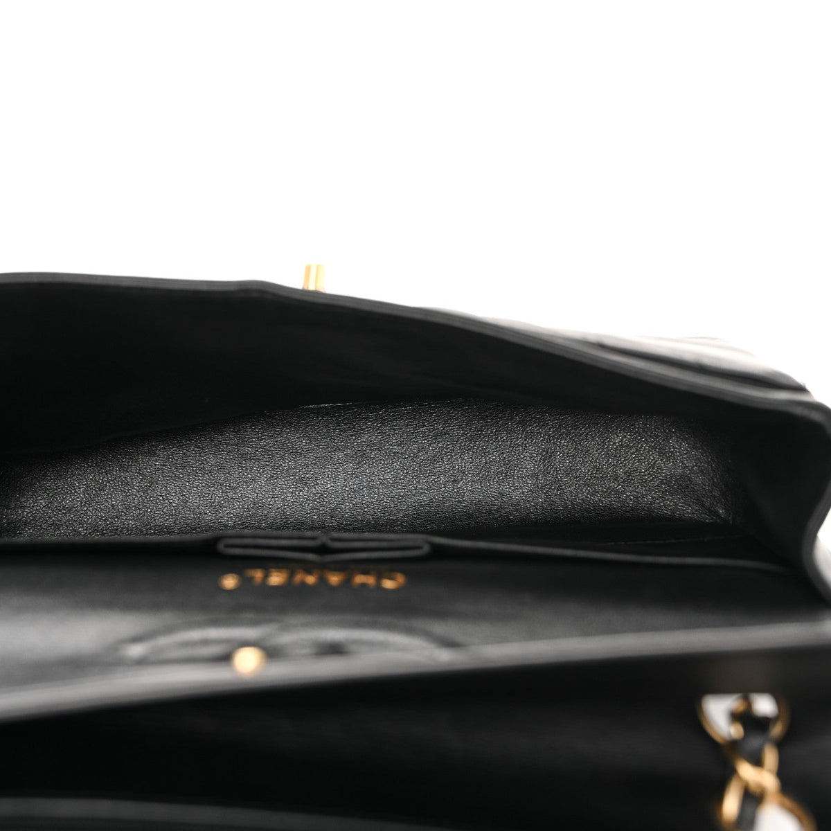 Lambskin Chevron Quilted Medium Double Flap Black wholesalehk.shop