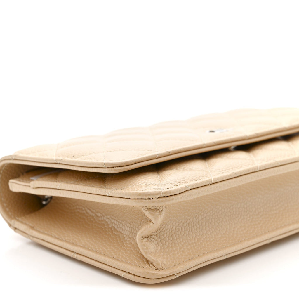 Caviar Quilted Wallet on Chain WOC Beige wholesalehk.shop