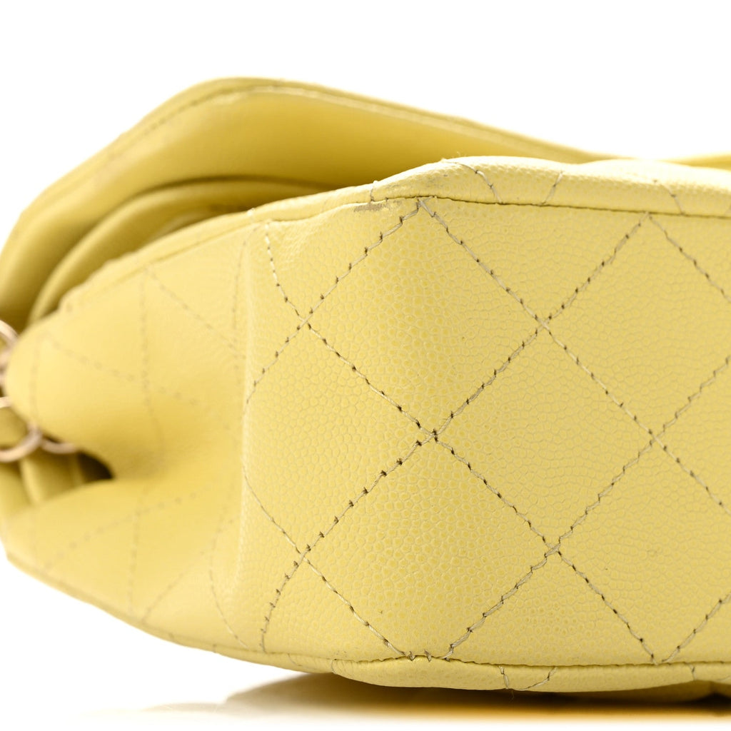 Caviar Quilted Small Double Flap Light Yellow wholesalehk.shop