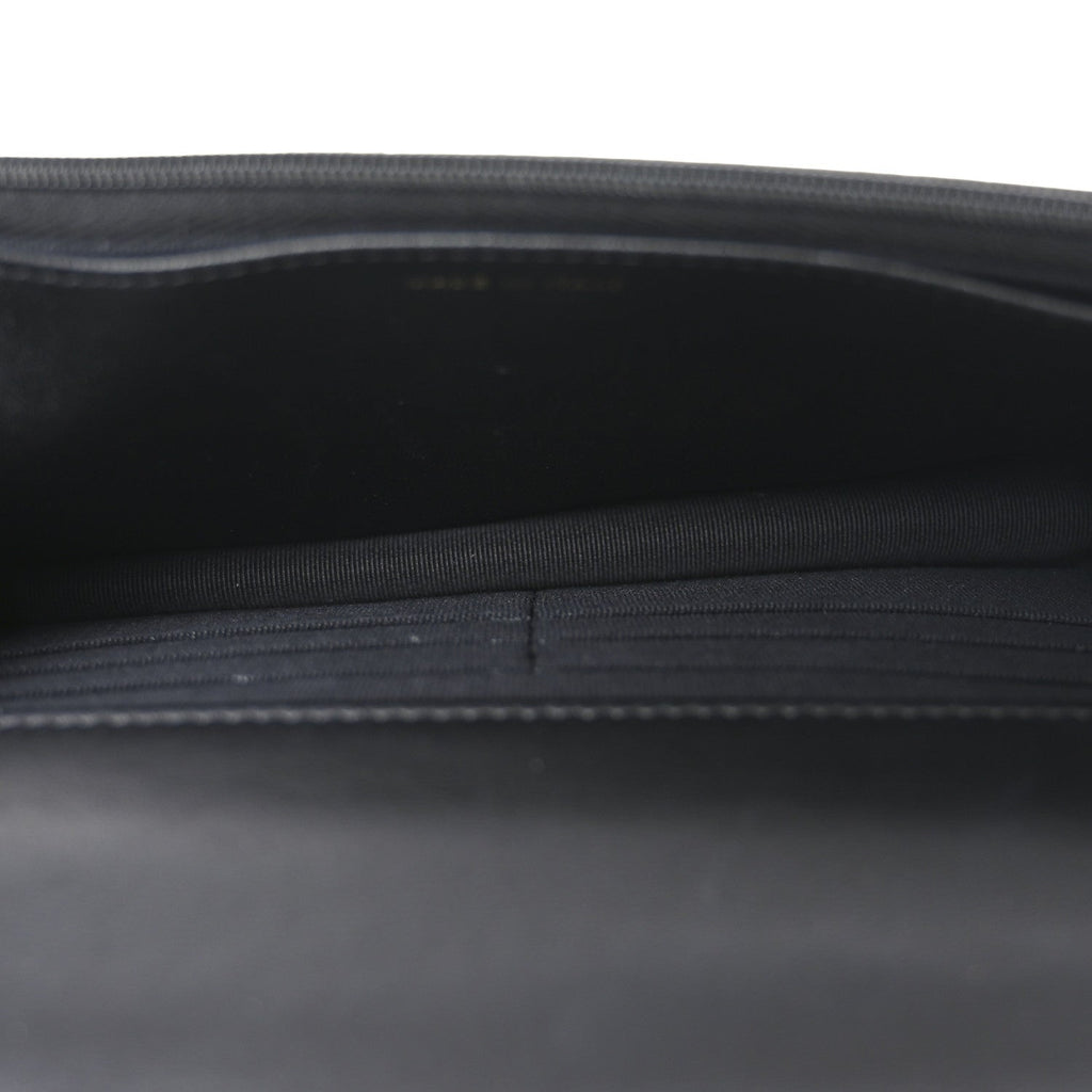 Lambskin Quilted Crystal Handle Wallet On Chain WOC Black wholesalehk.shop