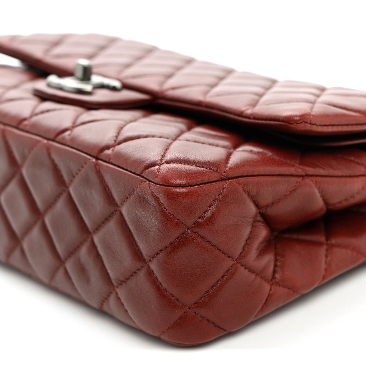 Lambskin Quilted Medium Double Flap Burgundy wholesalehk.shop