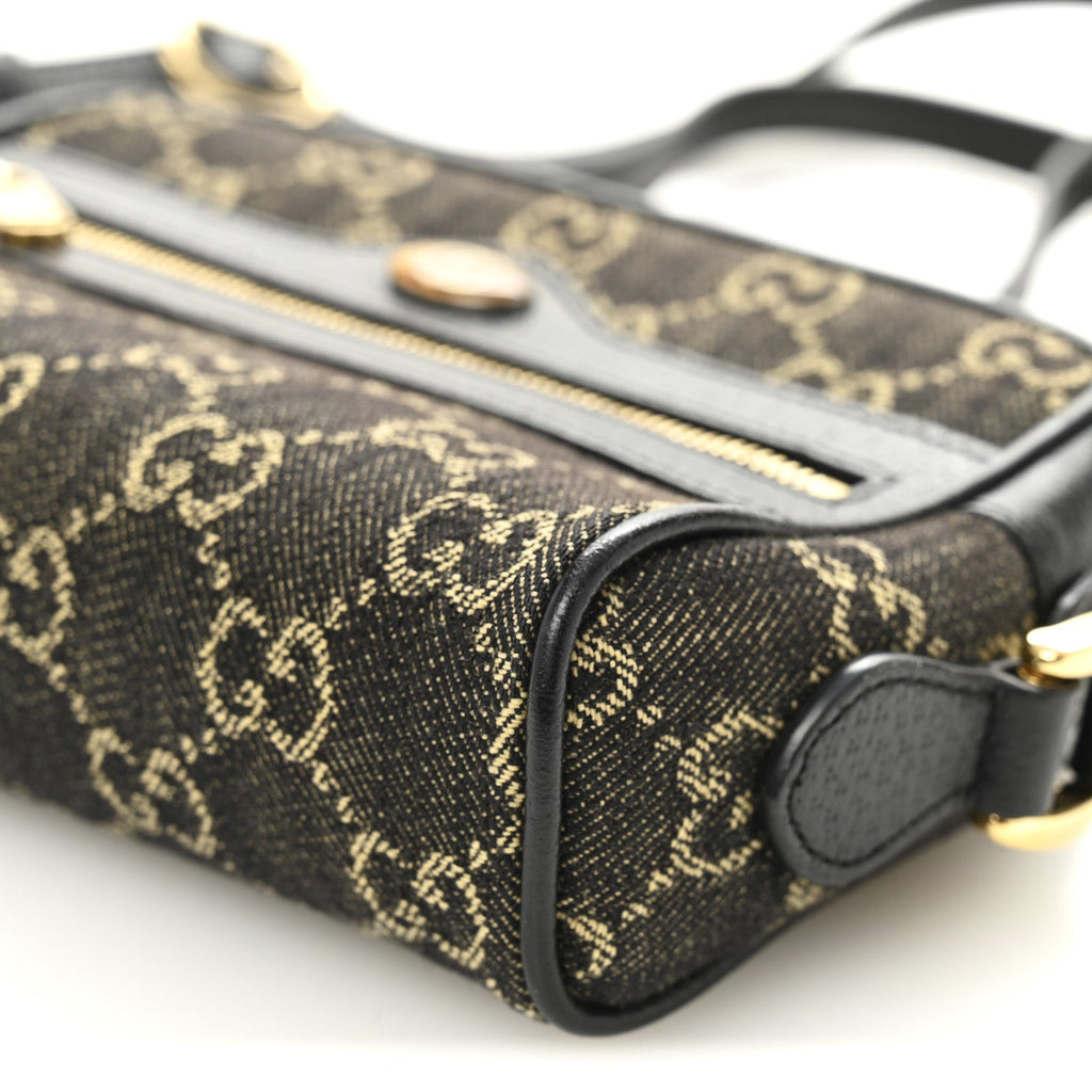Jacquard Black Denim GG Monogram Textured Dollar Calfskin Mini Ophidia Shoulder Bag Black Ivory wholesalehk.shop