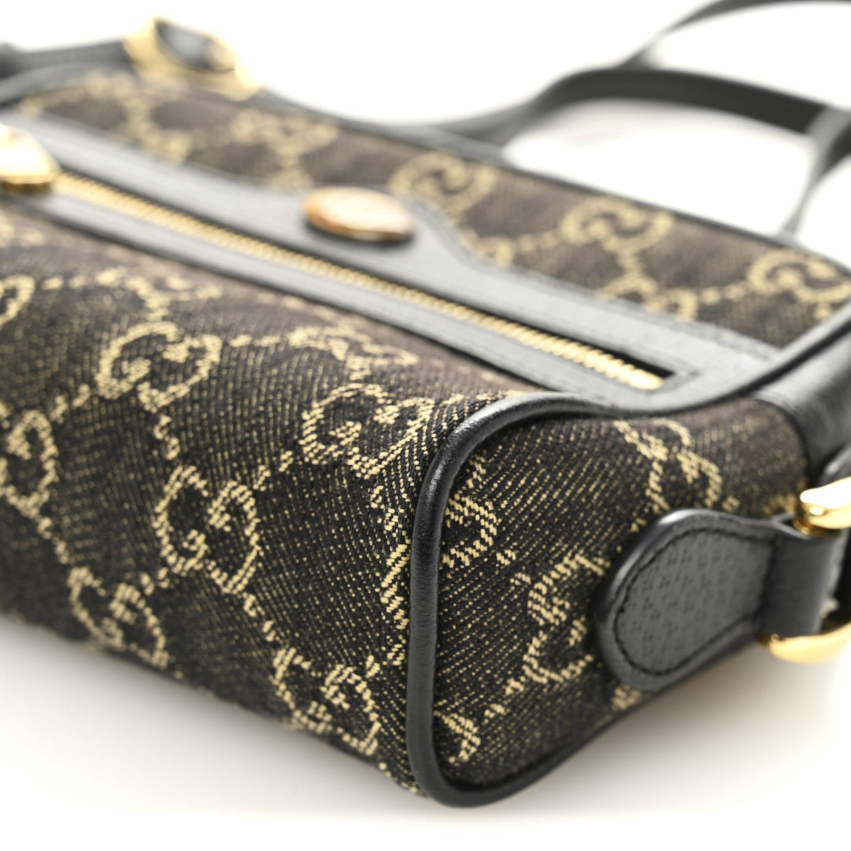 Jacquard Black Denim GG Monogram Textured Dollar Calfskin Mini Ophidia Shoulder Bag Black Ivory wholesalehk.shop
