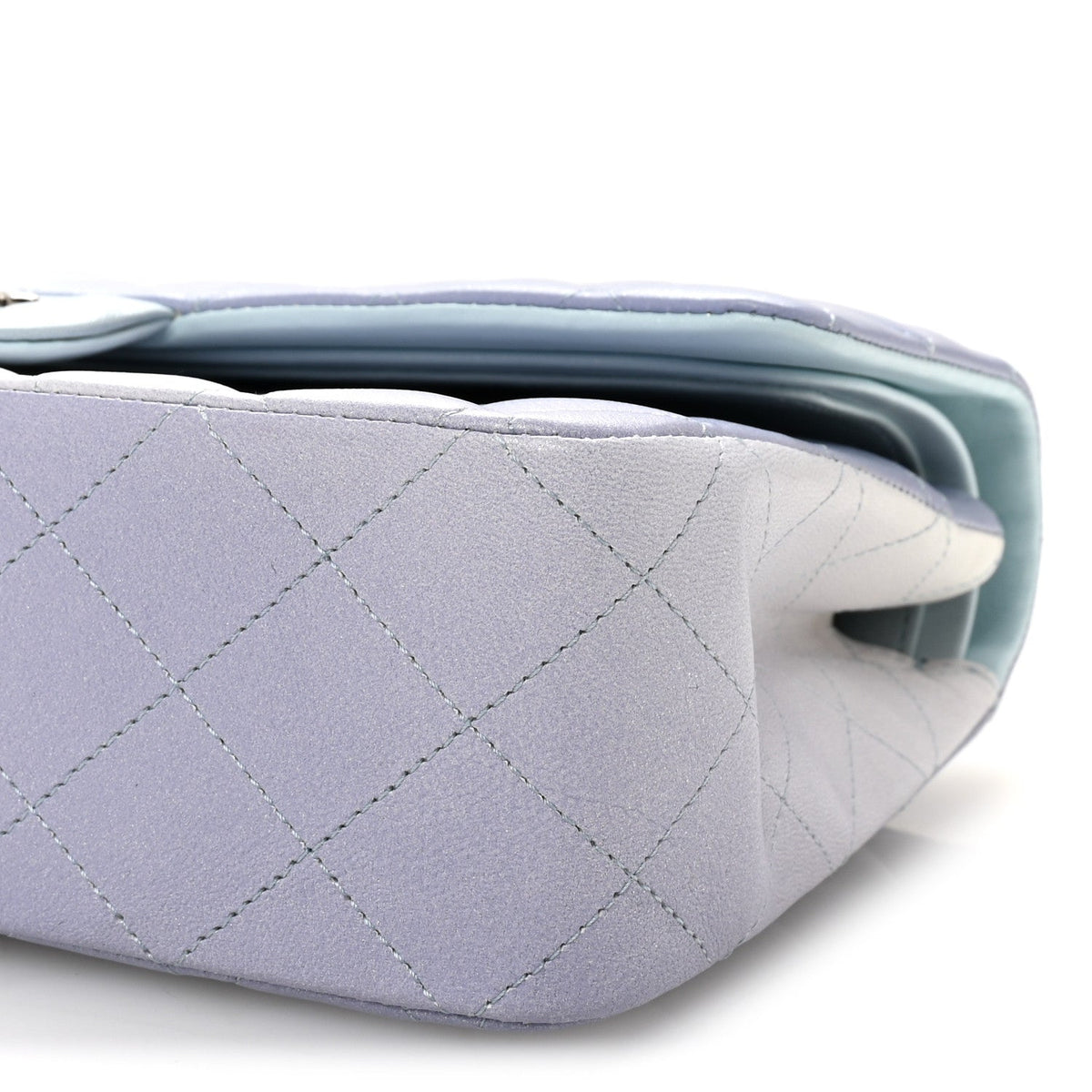 Perforated Lambskin Quilted Medium Double Flap Light Blue Light Purple White wholesalehk.shop