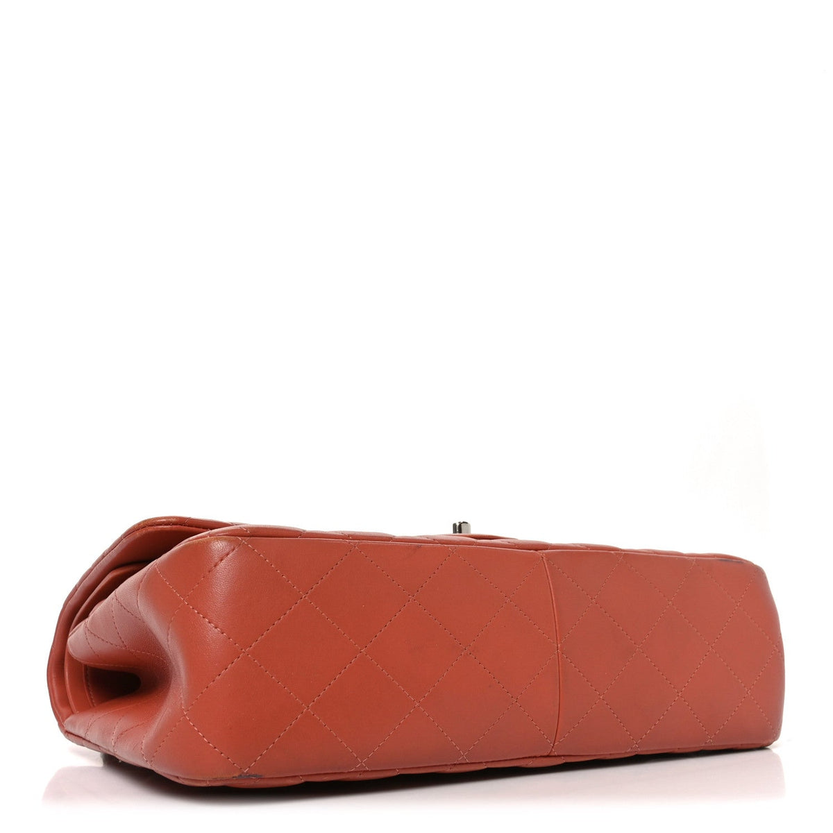 Lambskin Quilted Jumbo Double Flap Orange wholesalehk.shop