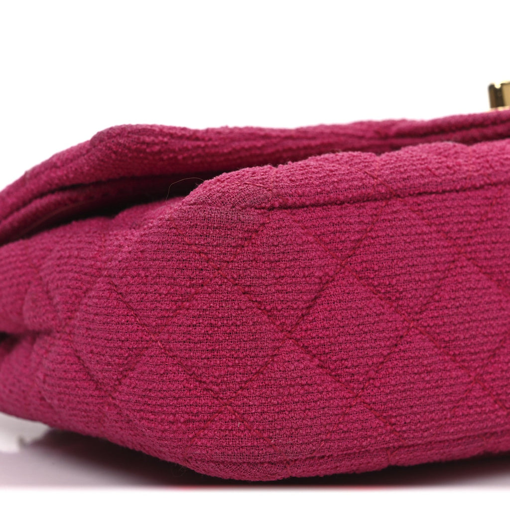 Tweed Quilted Medium Double Flap Fuchsia wholesalehk.shop