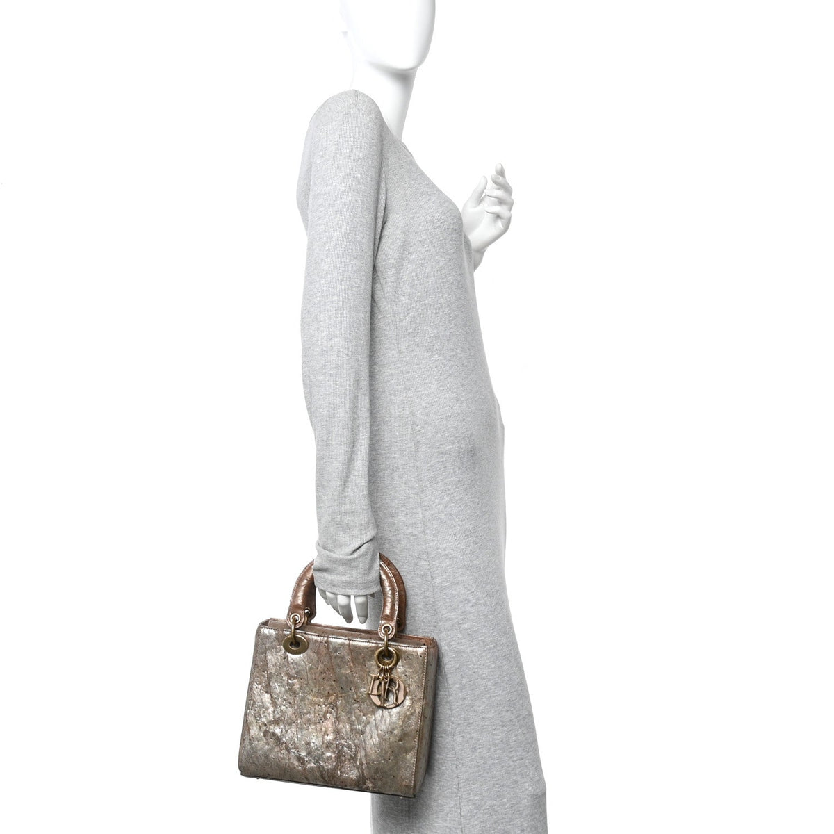 X LEE BUL Treated Calfskin Medium Lady Dior Art Bronze wholesalehk.shop