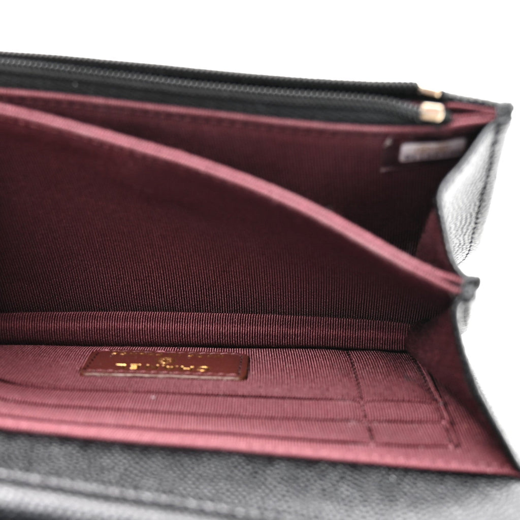 Caviar Quilted Mini Wallet On Chain WOC Black wholesalehk.shop