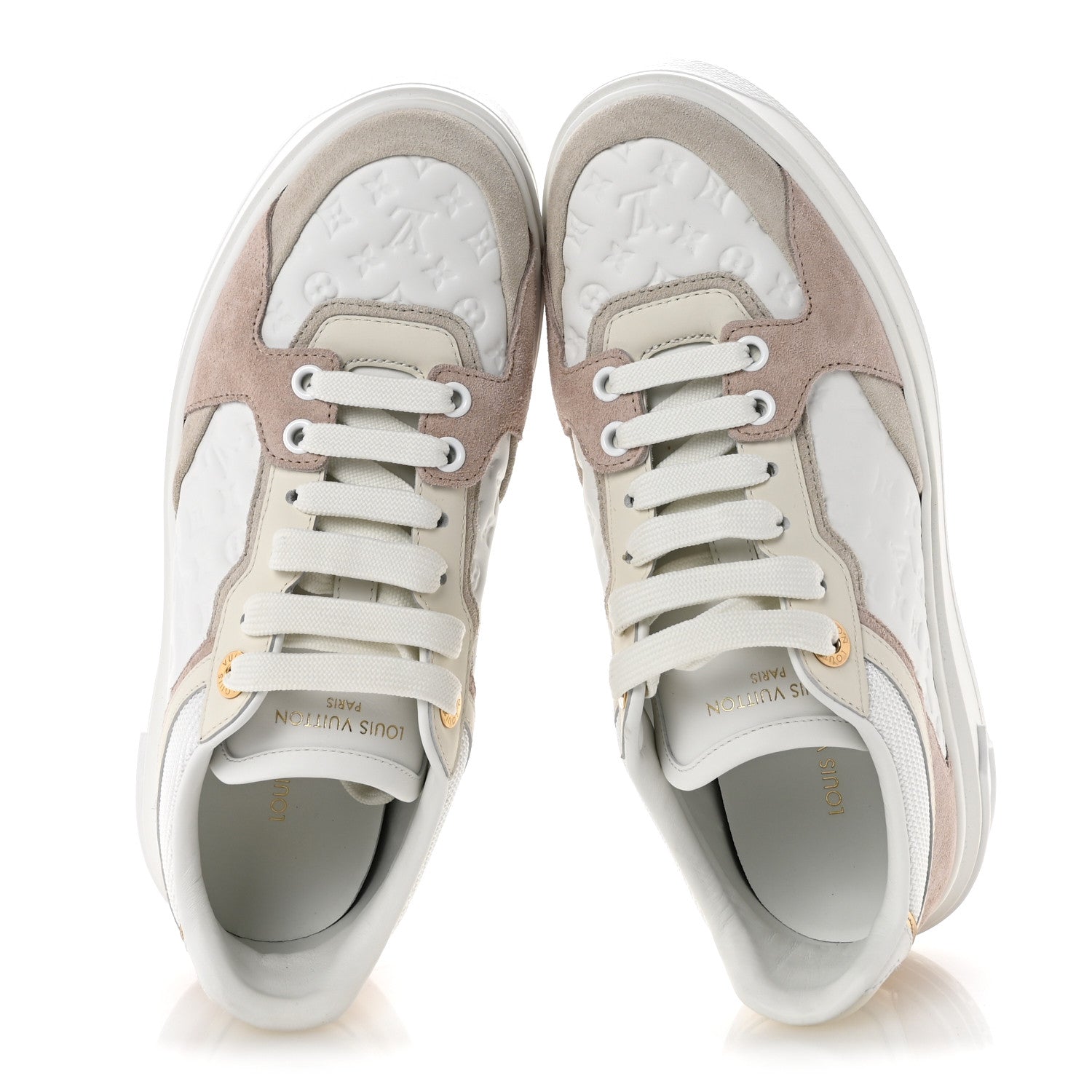 Suede Calfskin Monogram Embossed Time Out Sneakers 37 Rose Poudre £¨ Direct shipment via from wholesalehk.shop