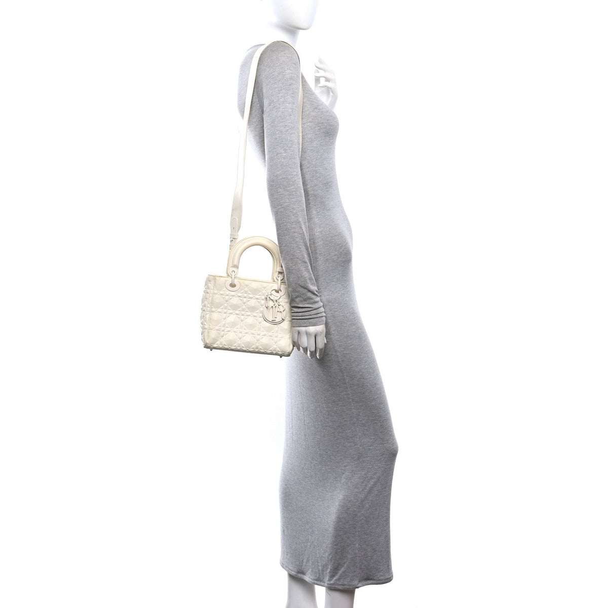 Calfskin Cannage Diamond Small My ABCDior Lady Dior White wholesalehk.shop
