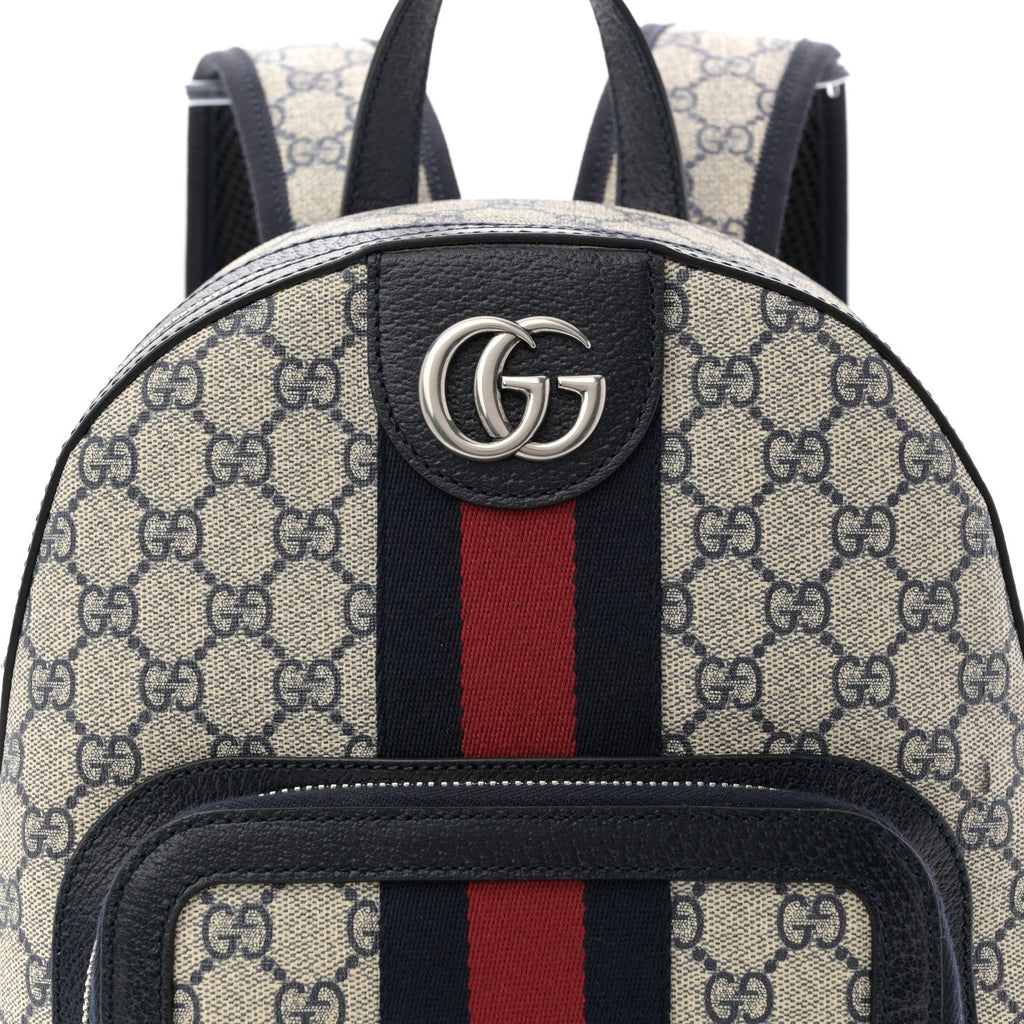 GG Supreme Monogram Textured Dollar Calfskin Web Small Ophidia Day Backpack Beige Blue Black wholesalehk.shop