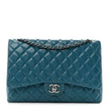 Lambskin Quilted Maxi Double Flap Turquoise wholesalehk.shop