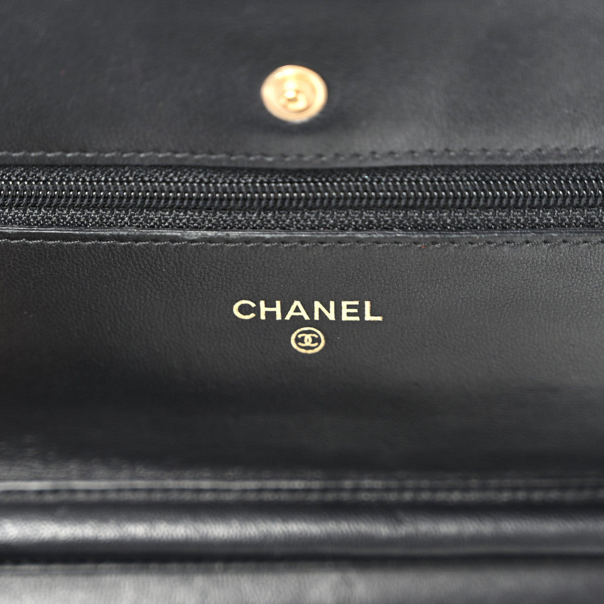 Lambskin Quilted Wallet On Chain WOC Black wholesalehk.shop