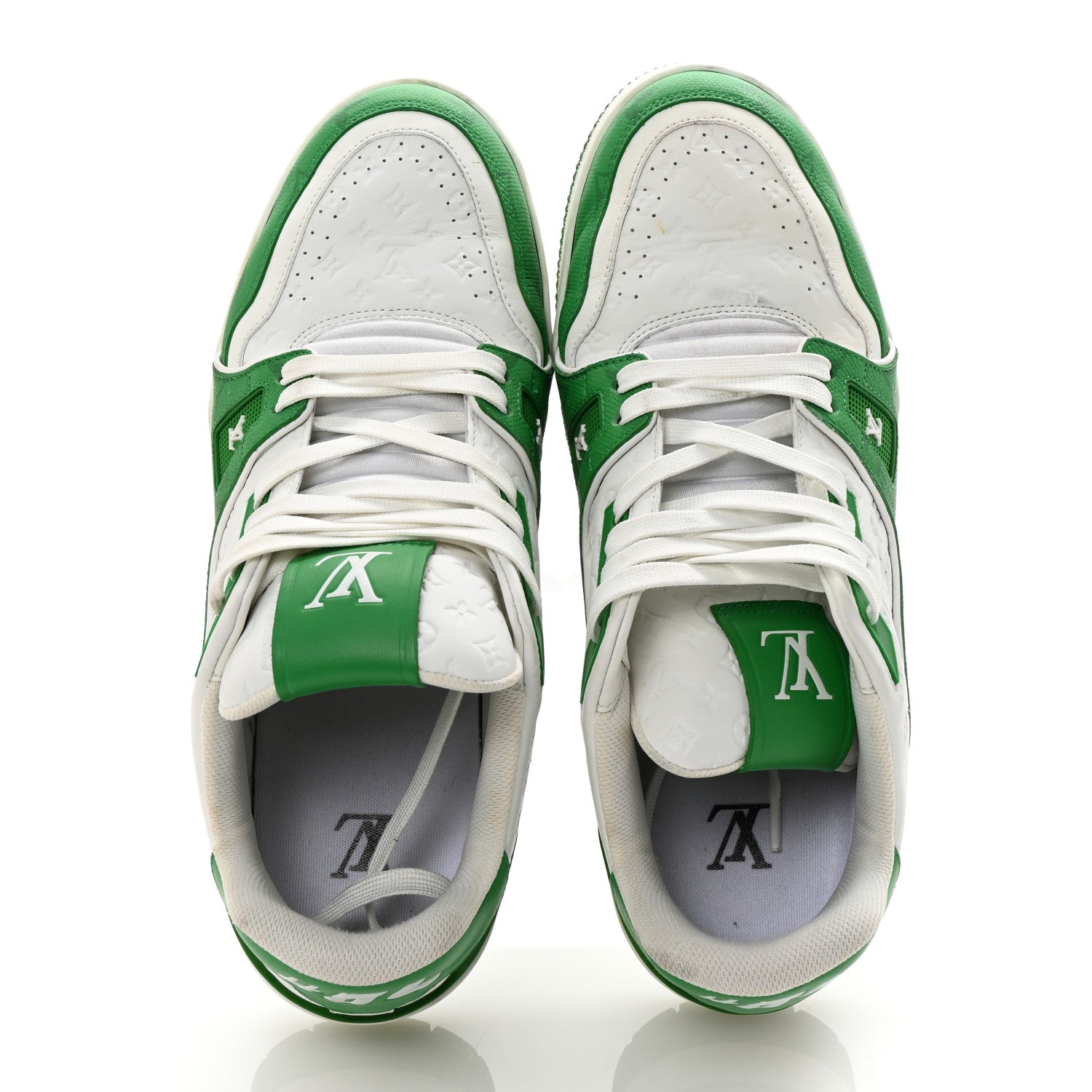 Calfskin Monogram Mens LV Trainer Sneakers 8 Green £¨ Direct shipment via from wholesalehk.shop