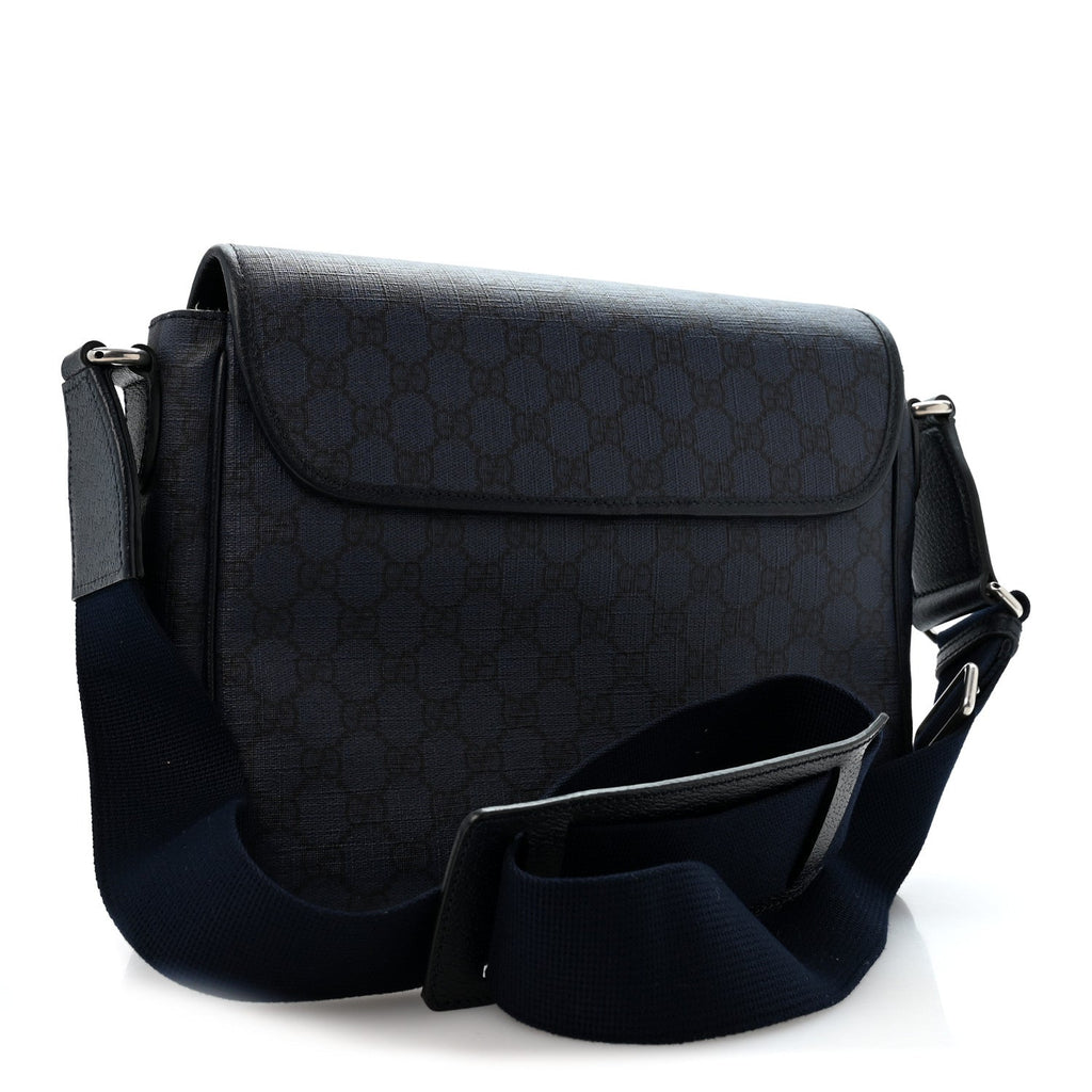 Tender GG Supreme Monogram Textured Dollar Calfskin Ophidia Messenger Bag Dark Blue wholesalehk.shop
