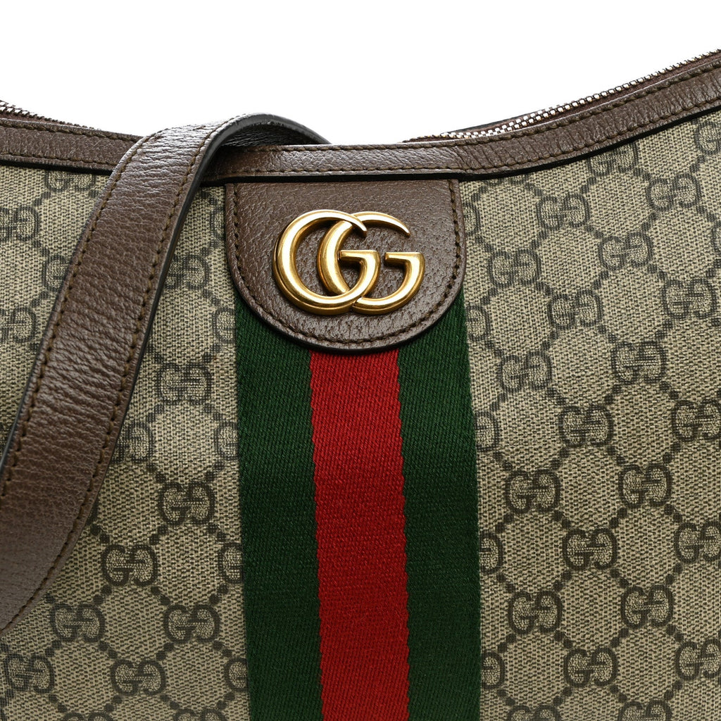GG Supreme Monogram Web Small Ophidia Half Moon Hobo Brown wholesalehk.shop