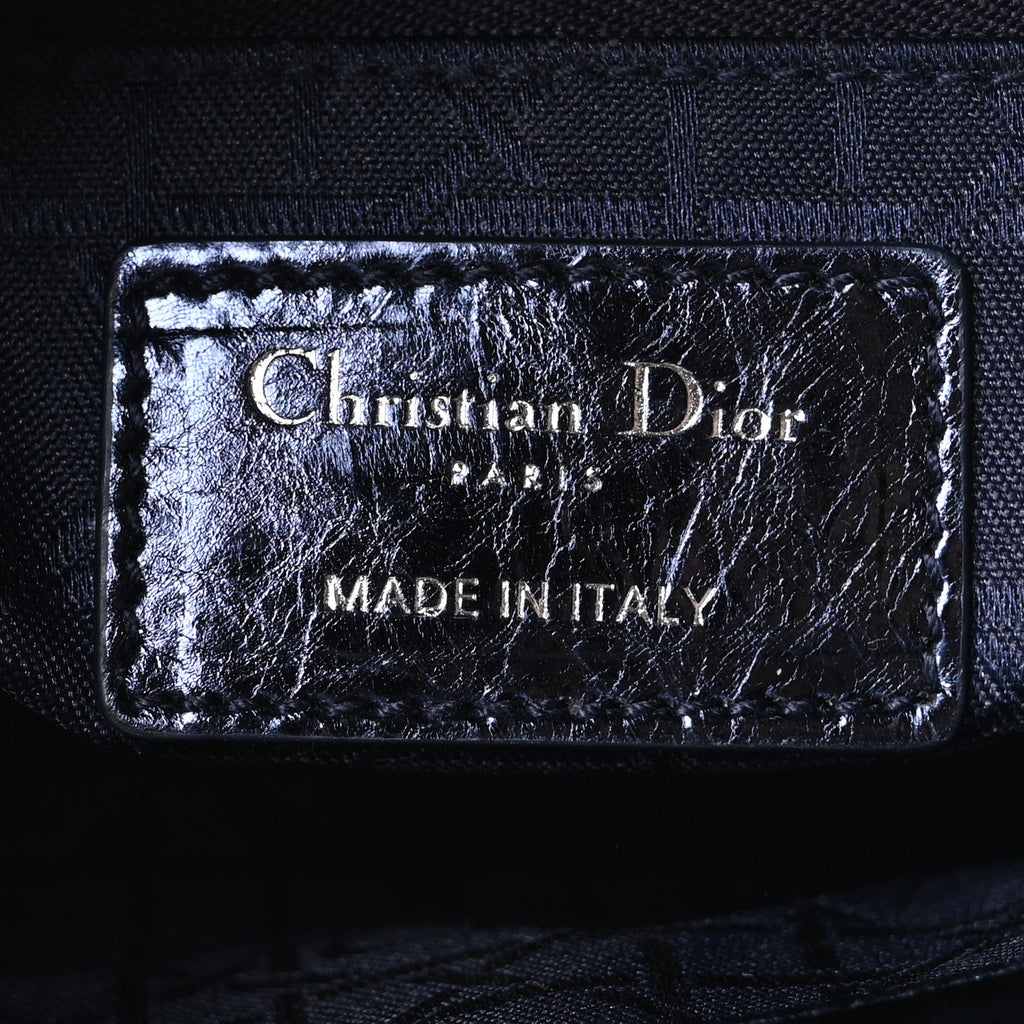 Metallic Crinkled Lambskin Cannage Mini Lady Dior Blue wholesalehk.shop