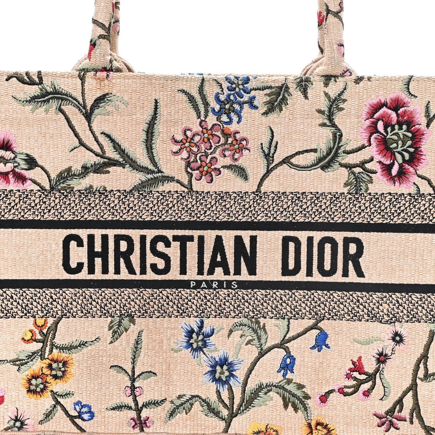 Raffia Embroidered Petites Fleurs Medium Book Tote Natural £¨ Direct shipment via from wholesalehk.shop