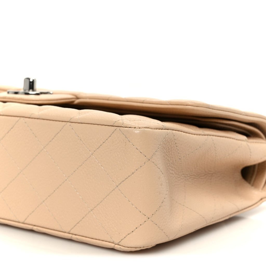 Caviar Quilted Medium Double Flap Beige wholesalehk.shop