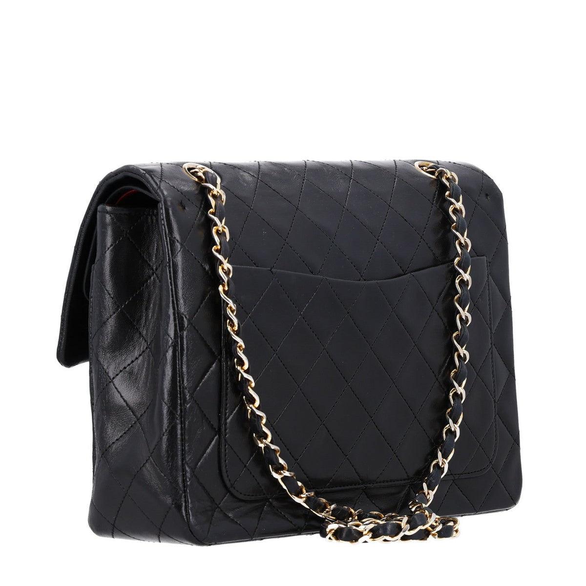 Lambskin Quilted Medium Double Flap Black wholesalehk.shop