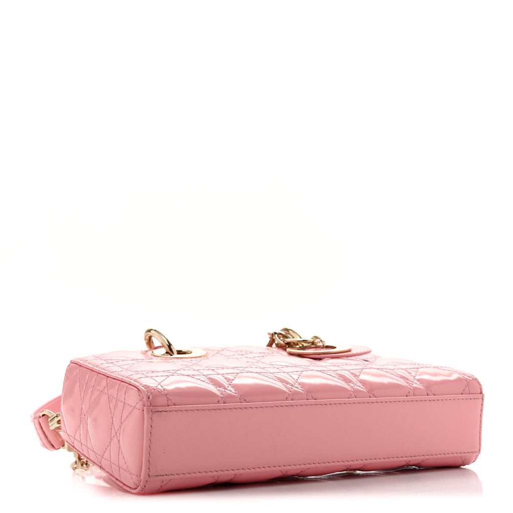 Metallic Lambskin Cannage Small Lady D-Joy Pink wholesalehk.shop