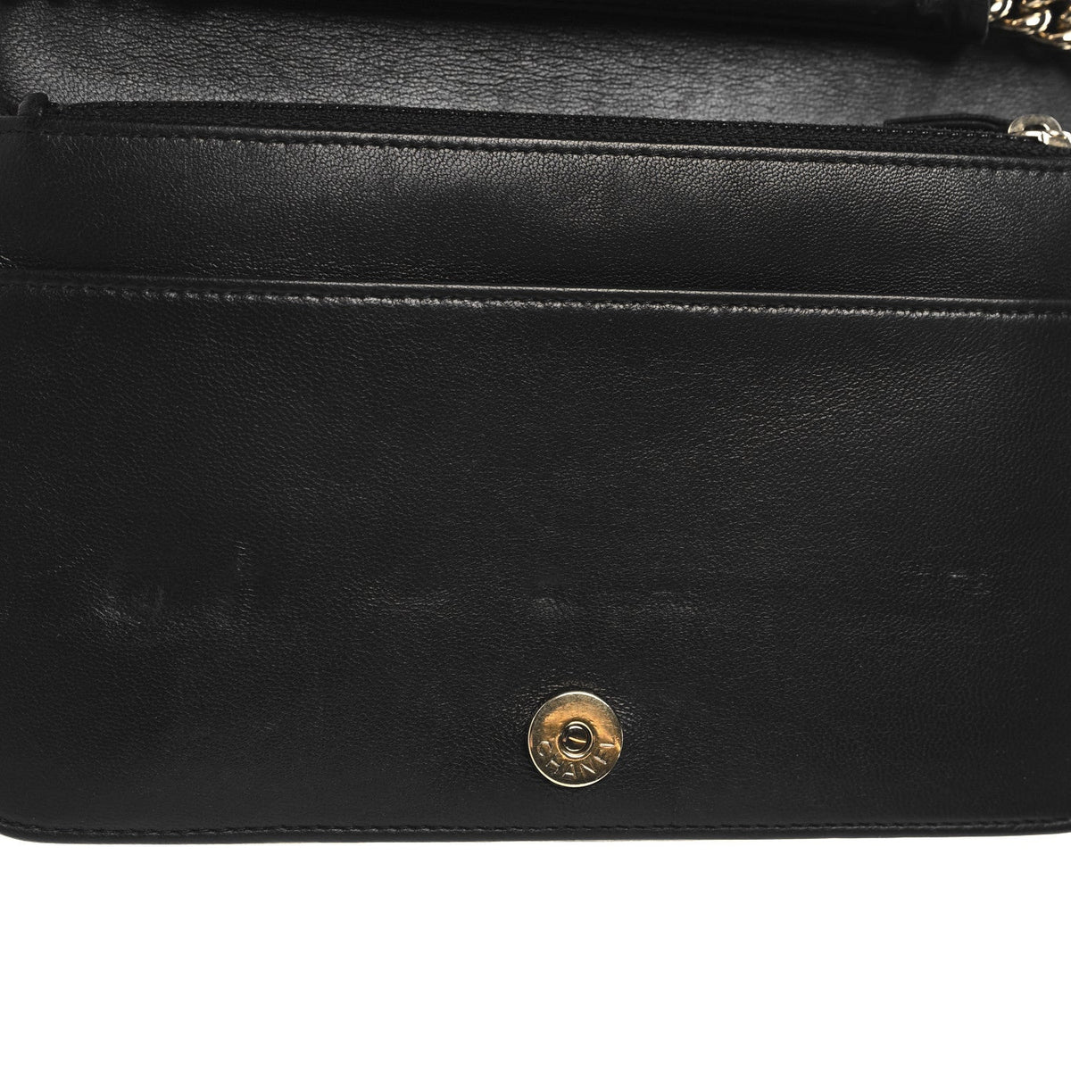 LAmbskin Chevron Boy Wallet On Chain WOC Black wholesalehk.shop