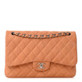 Iridescent Caviar Quilted Jumbo Double Flap Dark Beige wholesalehk.shop
