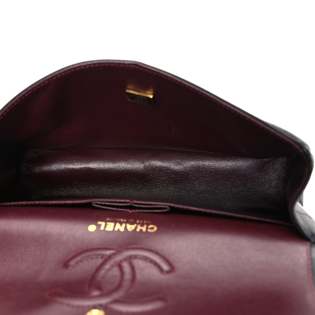 Lambskin Quilted Small Double Flap Black wholesalehk.shop