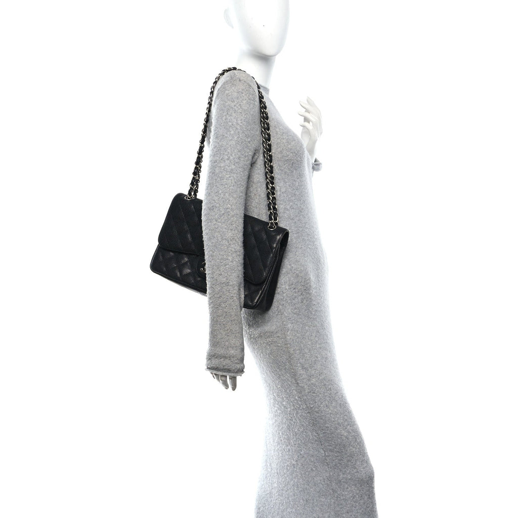 Caviar Quilted Jumbo Double Flap Black wholesalehk.shop