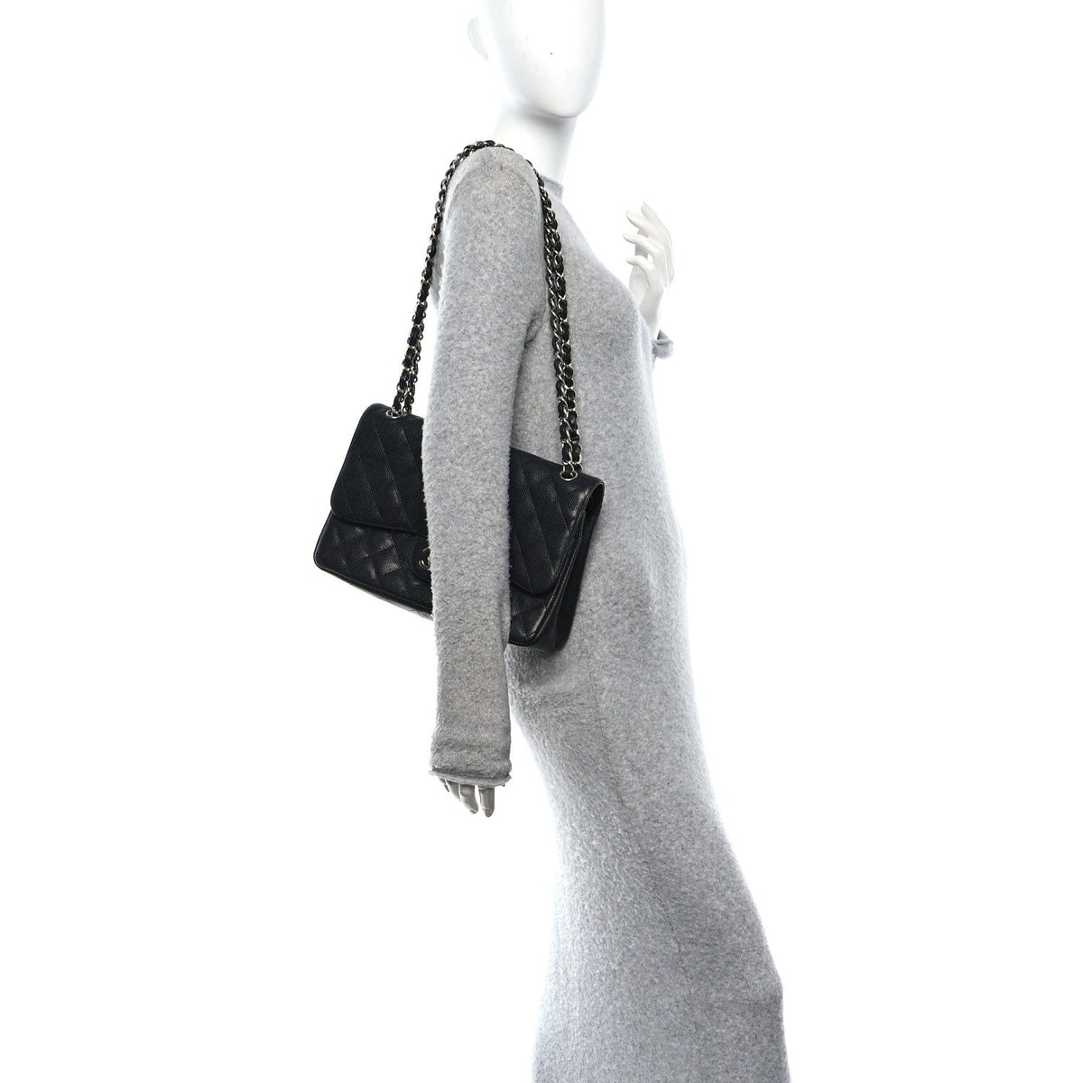 Caviar Quilted Jumbo Double Flap Black wholesalehk.shop
