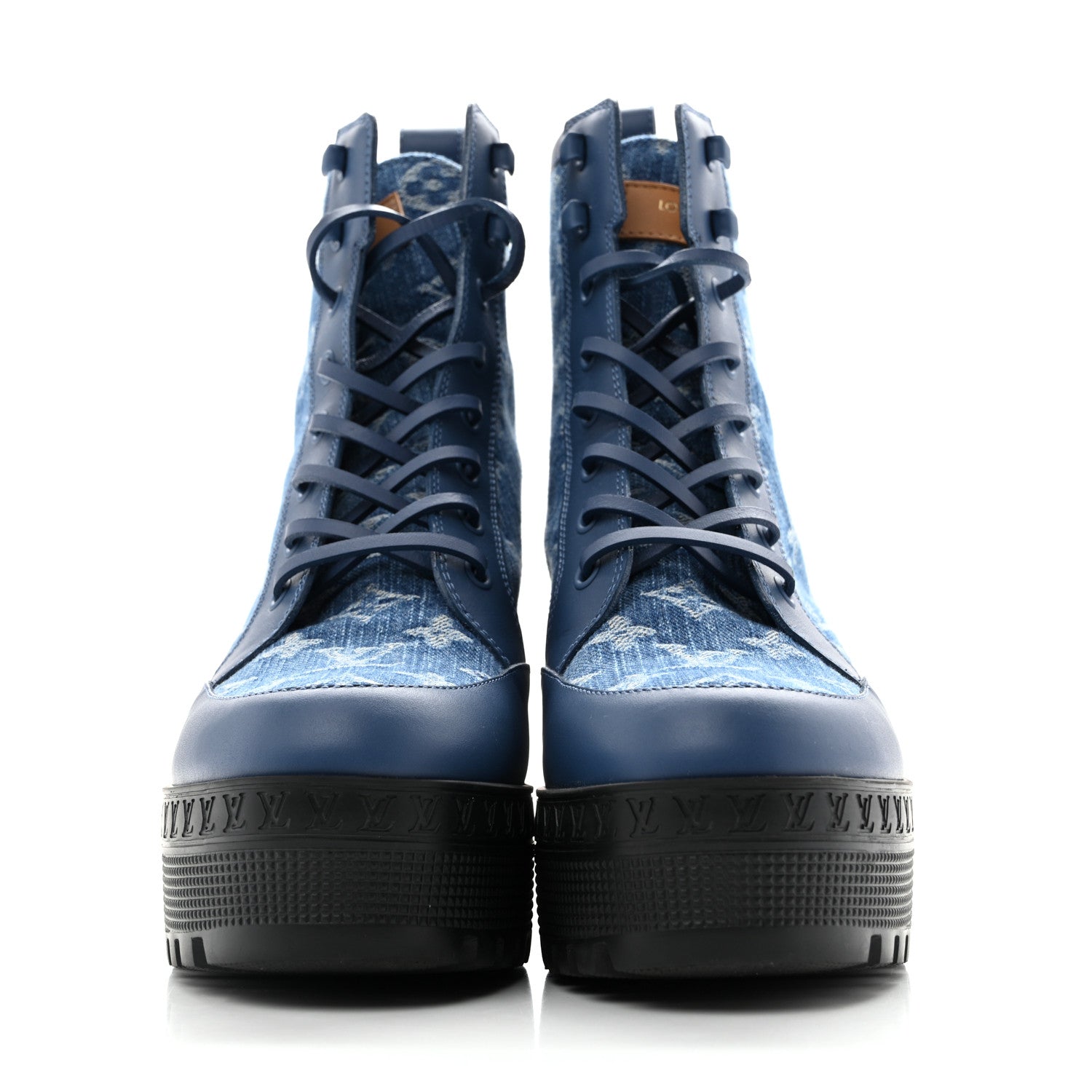 Calfskin Monogram Denim Laureate Platform Desert Boots 38 Blue £¨ Direct shipment via from wholesalehk.shop
