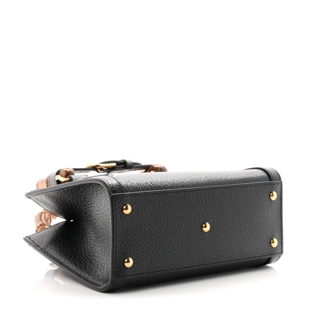 Textured Dollar Calfskin Web Mini Diana Tote Bag Black Dusty Grey wholesalehk.shop