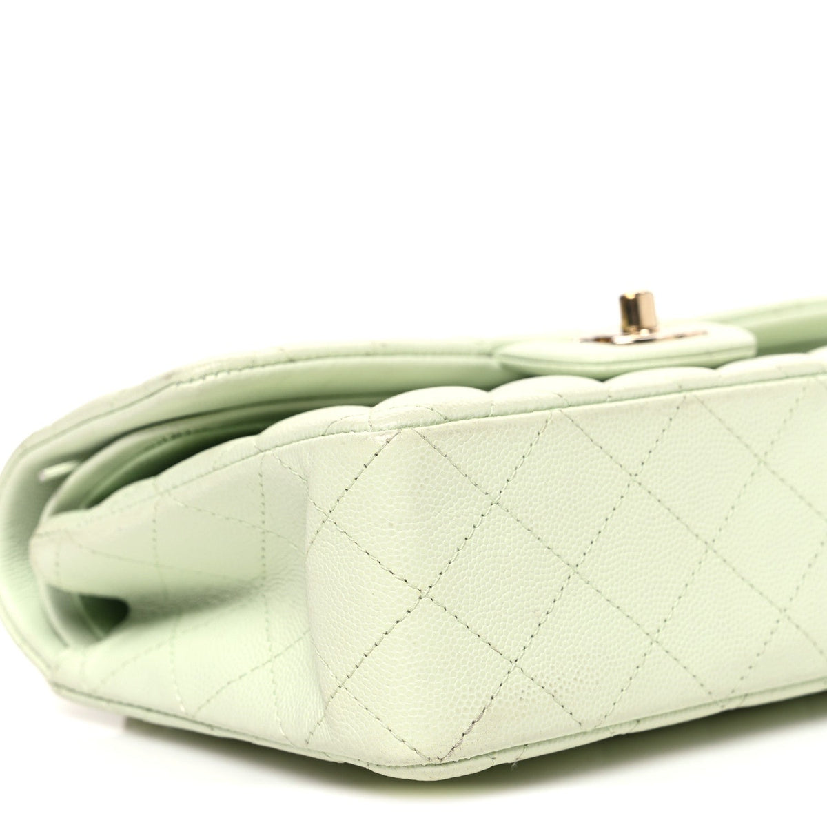 Caviar Quilted Small Double Flap Light Green wholesalehk.shop