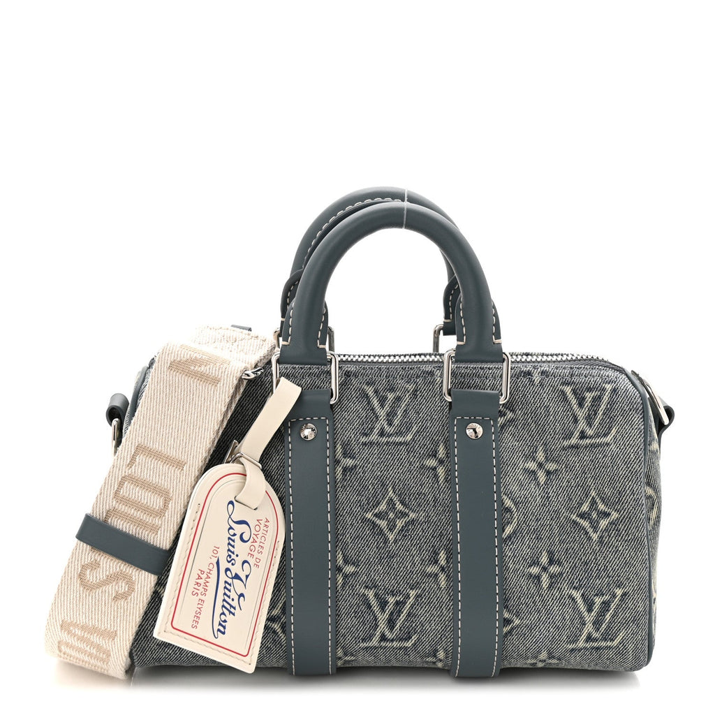 Monogram Washed Denim Keepall Bandouliere 25 wholesalehk.shop
