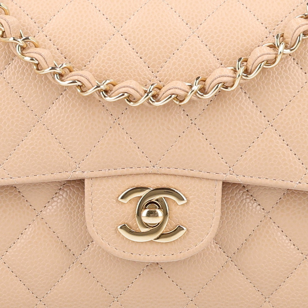 Caviar Quilted Small Double Flap Beige wholesalehk.shop