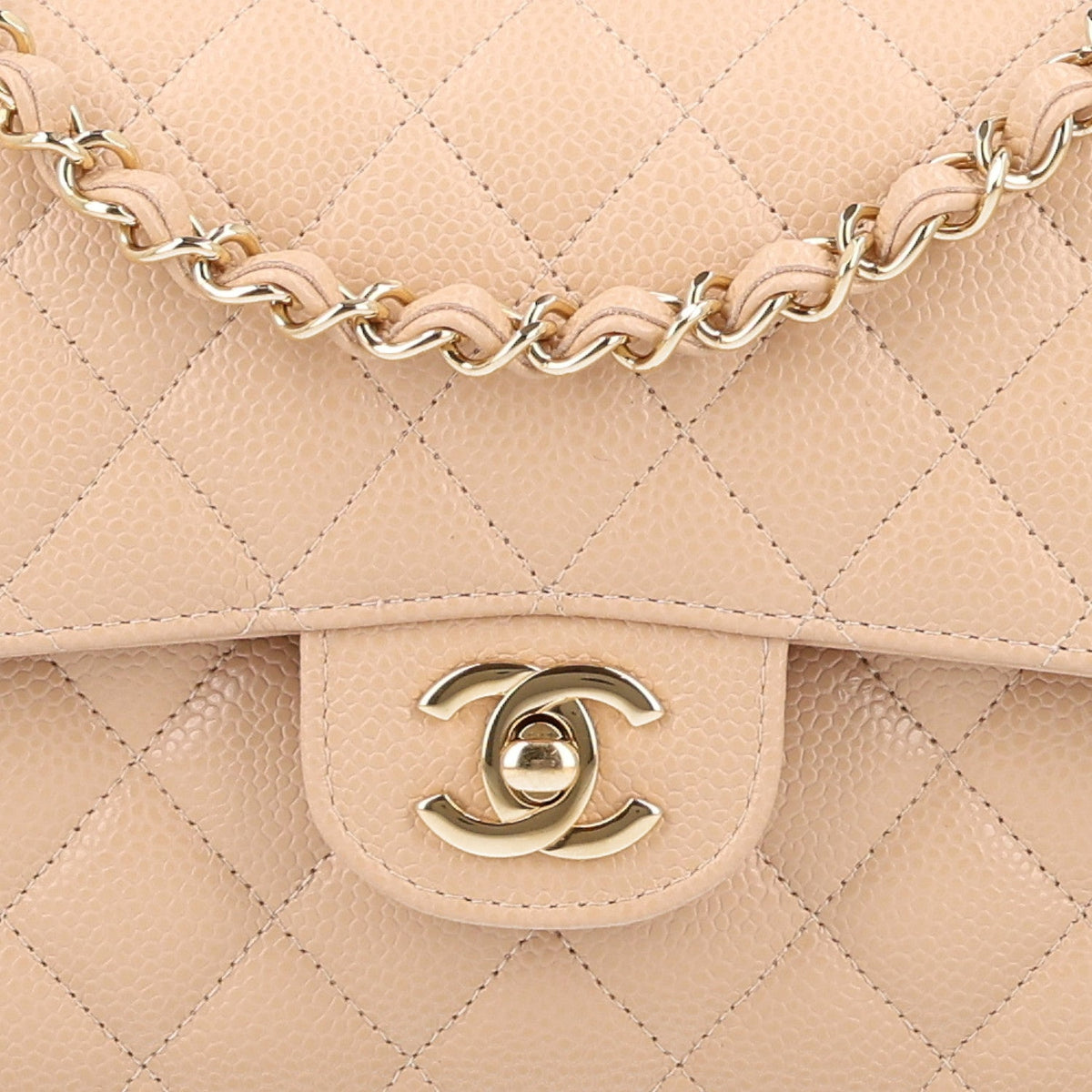 Caviar Quilted Small Double Flap Beige wholesalehk.shop