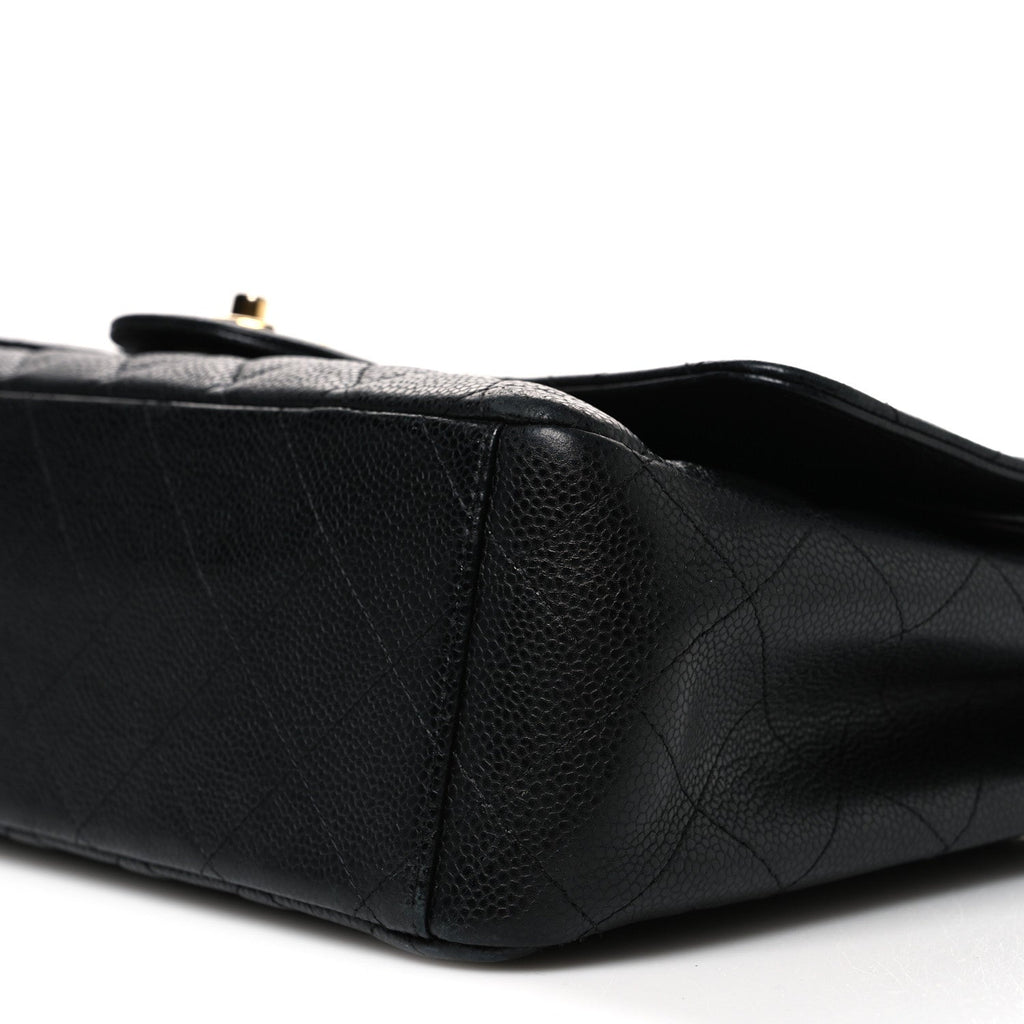 Caviar Quilted Maxi Double Flap Black wholesalehk.shop