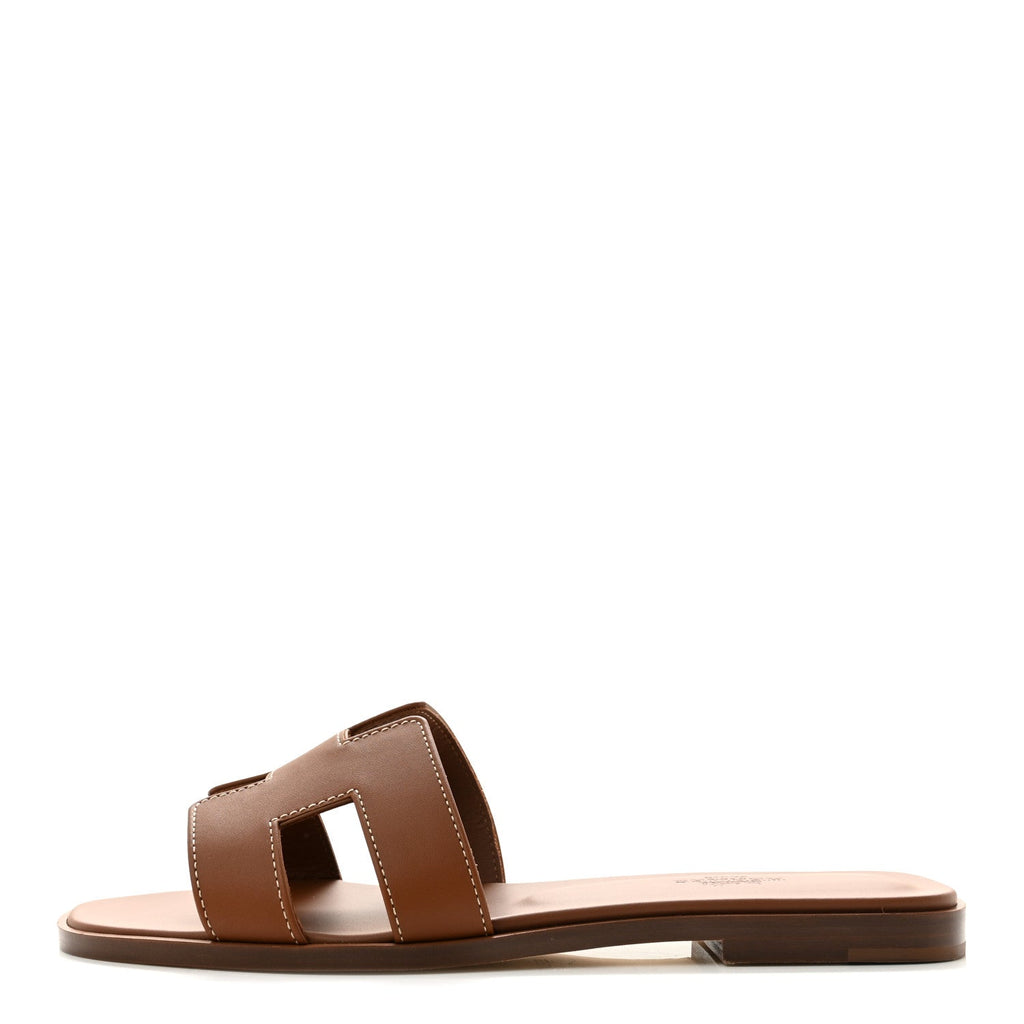 Box Calfskin Oran Sandals 37.5 Gold wholesalehk.shop