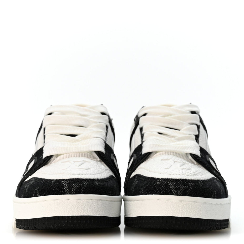 Calfskin Embossed Monogram Denim Womens LV Trainer Sneakers 35 Black £¨ Direct shipment via from wholesalehk.shop