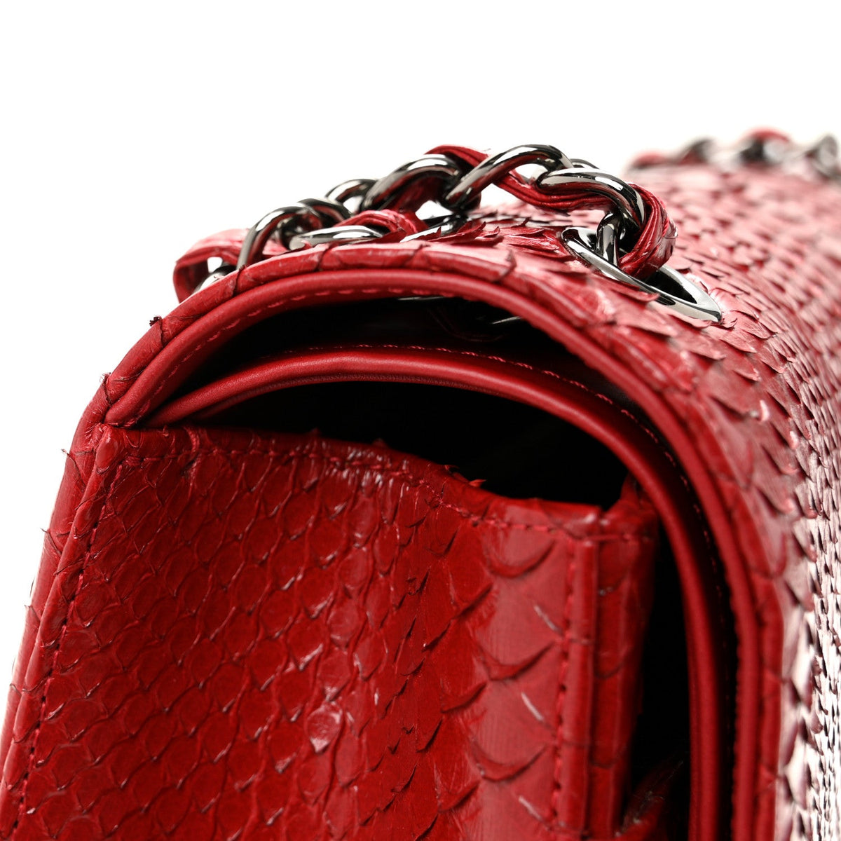 Snakeskin Jumbo Double Flap Red wholesalehk.shop