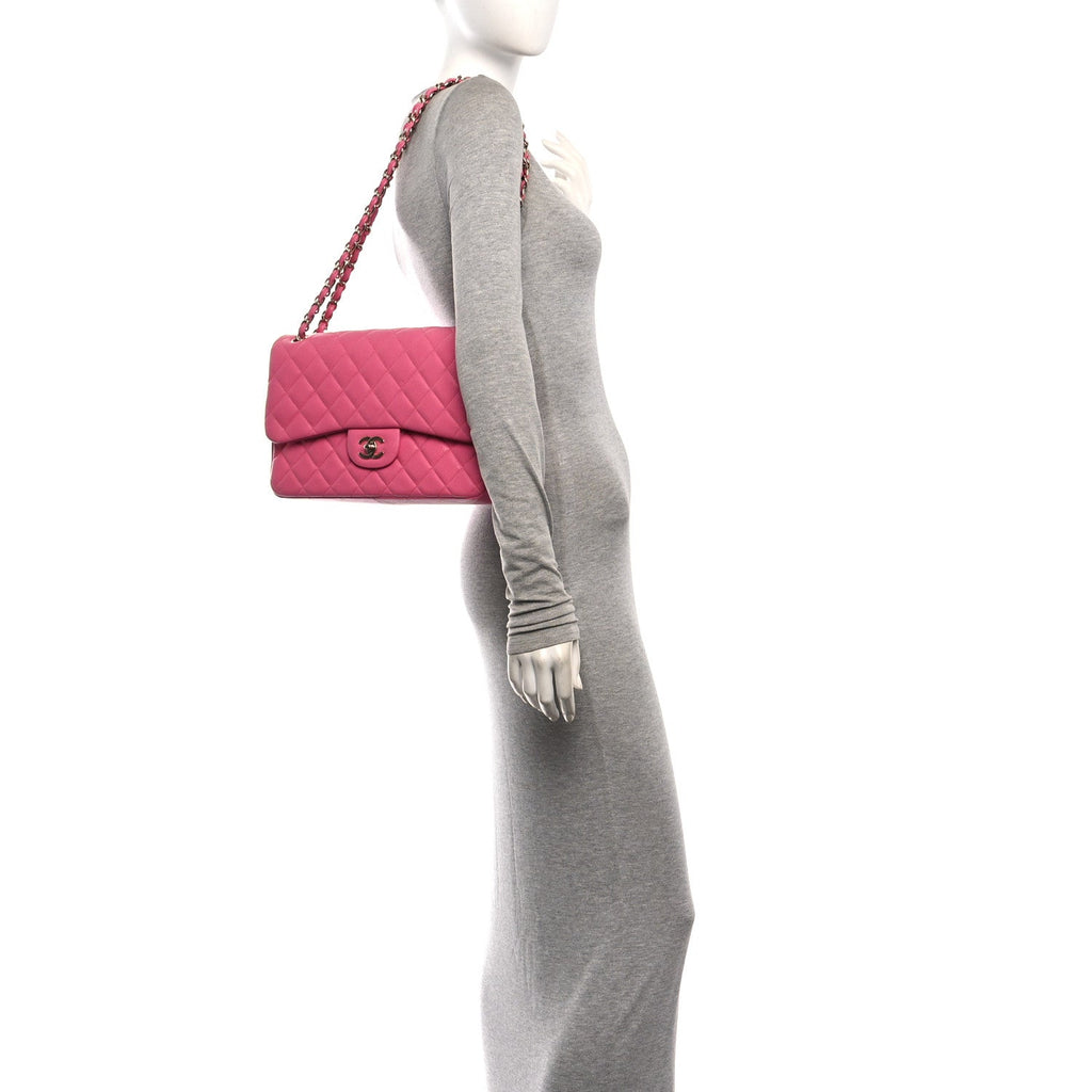 Caviar Quilted Jumbo Double Flap Pink wholesalehk.shop