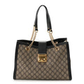 GG Supreme Monogram Medium Padlock Tote Black wholesalehk.shop