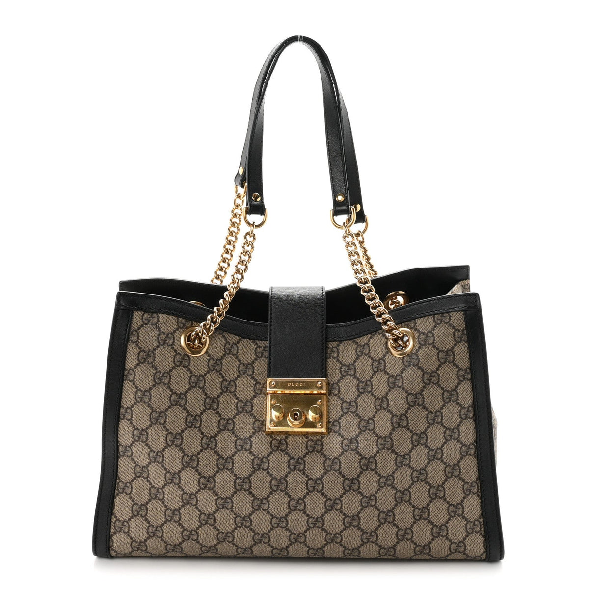 GG Supreme Monogram Medium Padlock Tote Black wholesalehk.shop