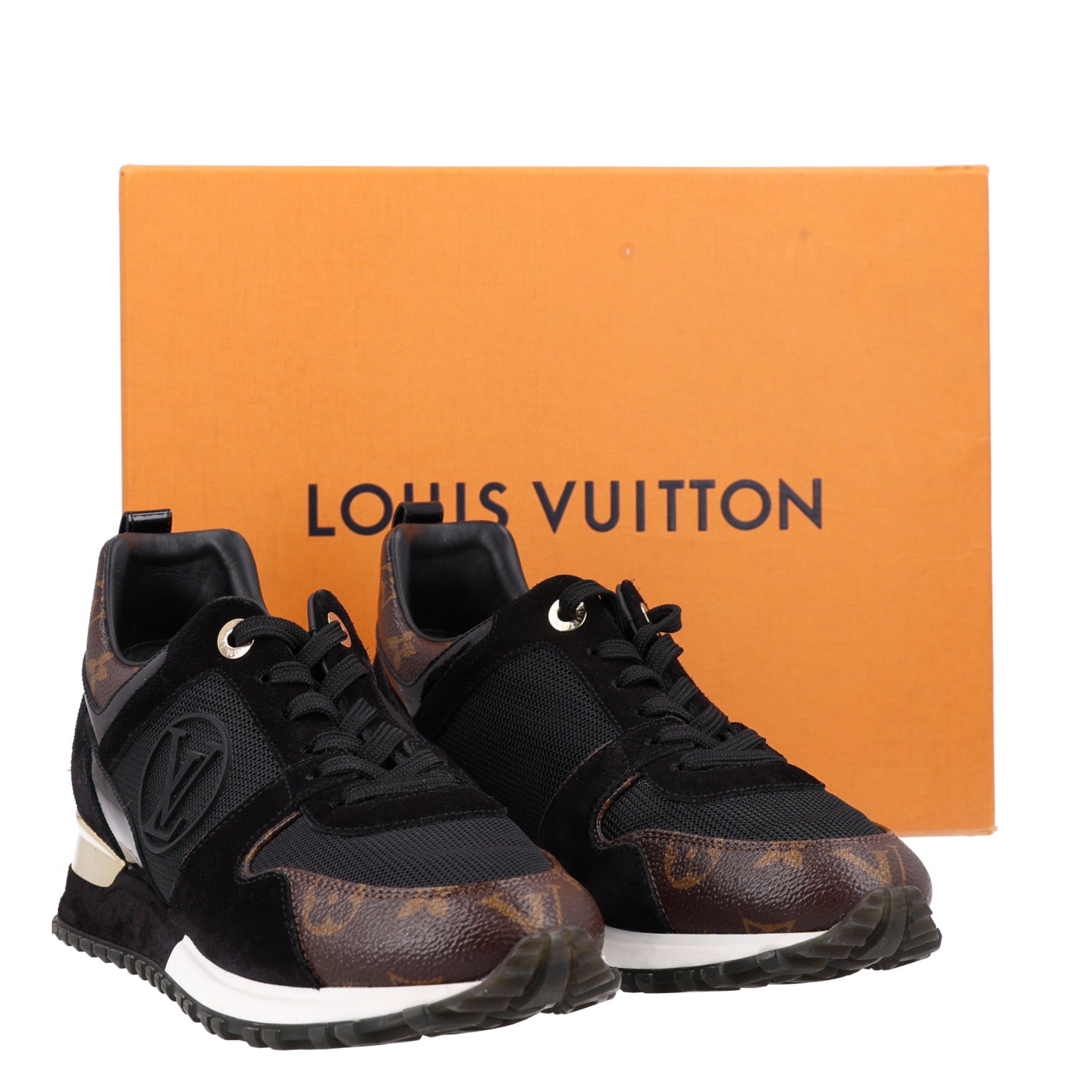 Suede Monogram Run Away Sneakers 38.5 Black £¨ Direct shipment via from wholesalehk.shop