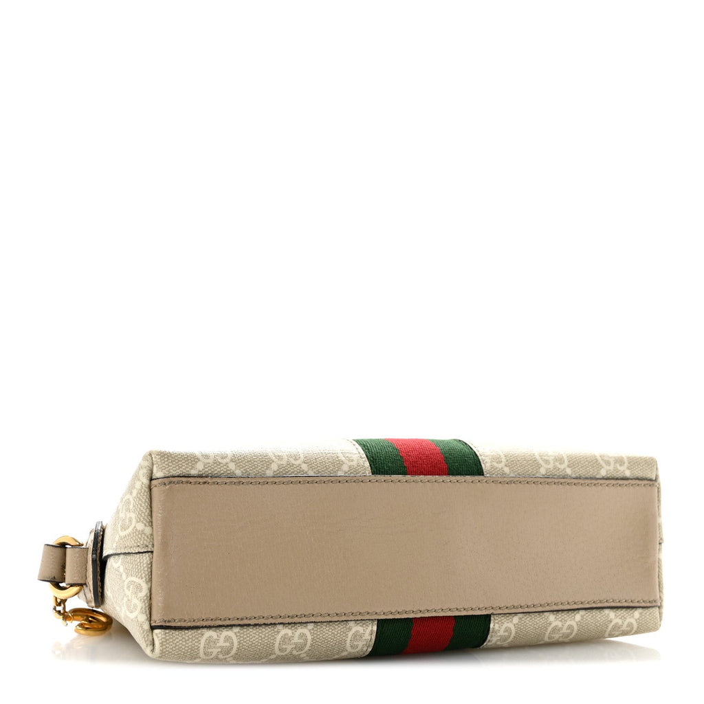 GG Supreme Monogram Textured Dollar Calfskin Web Small Ophidia Dome Shoulder Beige Mystic White Oatmeal wholesalehk.shop