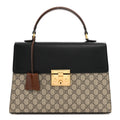 GG Supreme Monogram Calfskin Medium Padlock Top Handle Bag Beige Black Cuir £¨ Direct shipment via from wholesalehk.shop
