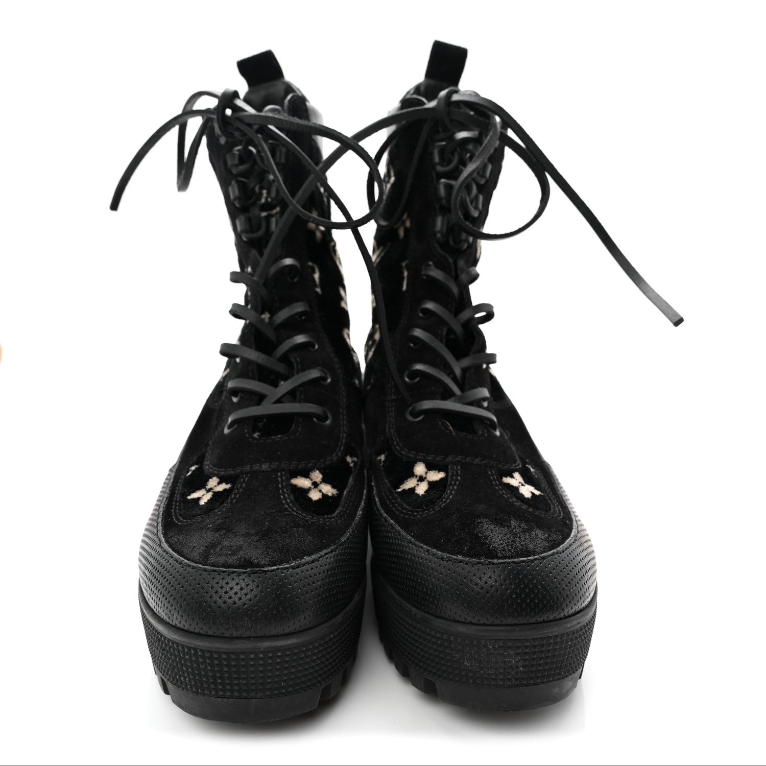 Velvet Calfskin Monogram Laureate Platform Desert Boots 40 Black White £¨ Direct shipment via from wholesalehk.shop