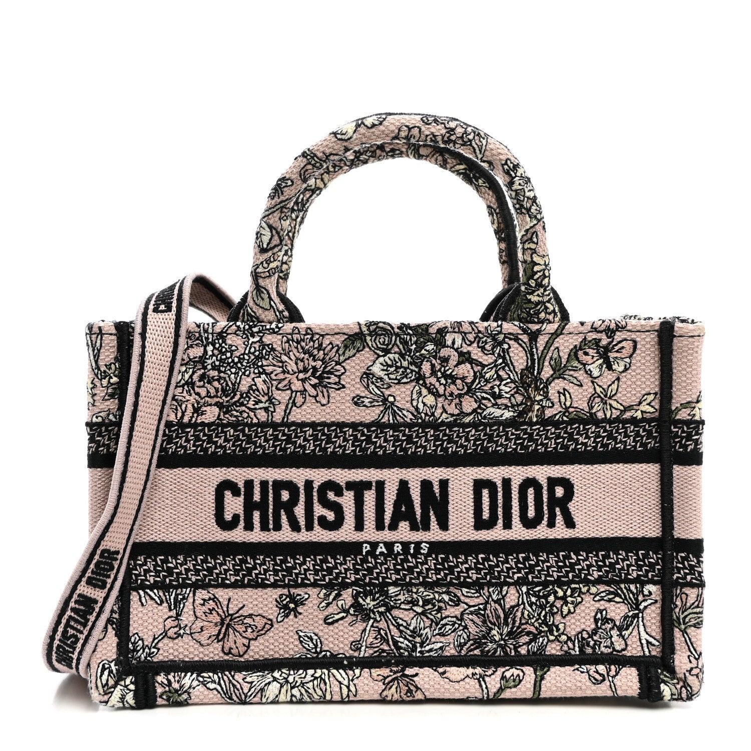 Canvas Embroidered Mini Book Tote With Strap Pink Multicolor £¨ Direct shipment via from wholesalehk.shop